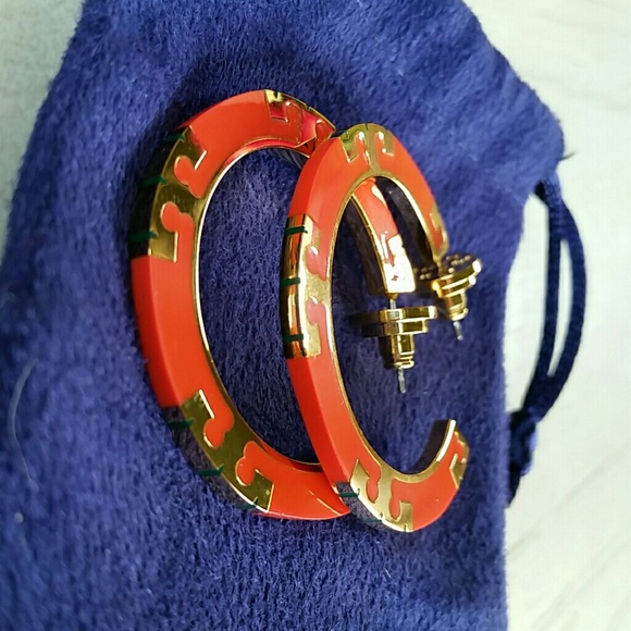 Tory Burch T-Stripe Hoop Earrings - Picture 5 of 7